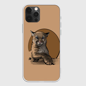Чехол для iPhone 12 Pro Max с принтом Горный лев в Кировске, Силикон |  | большая кошка | графика | дикий мир | животное | кошка | персонаж | природа | рисунок | хищник