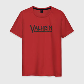 Мужская футболка хлопок с принтом Valheim logo в Кировске, 100% хлопок | прямой крой, круглый вырез горловины, длина до линии бедер, слегка спущенное плечо. | Тематика изображения на принте: valheim | valheim логотип | вальхейм | выживание | игра | игры