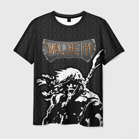 Мужская футболка 3D с принтом Valheim Viking. в Кировске, 100% полиэфир | прямой крой, круглый вырез горловины, длина до линии бедер | fejd | valheim | вальхейм | викинг | викинги | выживание | выживач | игра