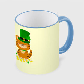 Кружка с принтом Ирландский Кот в Кировске, керамика | ёмкость 330 мл | день святого патрика | ирландия | ирландский | ирландский клевер | ирландский кот | клевер | кот | патрик | с котом | святой патрик