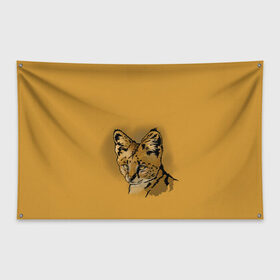 Флаг-баннер с принтом Сервал в Кировске, 100% полиэстер | размер 67 х 109 см, плотность ткани — 95 г/м2; по краям флага есть четыре люверса для крепления | африка | графика | дикий мир | животное | кошка | персонаж | природа | рисунок | хищник