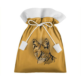 Подарочный 3D мешок с принтом Сервал в Кировске, 100% полиэстер | Размер: 29*39 см | Тематика изображения на принте: африка | графика | дикий мир | животное | кошка | персонаж | природа | рисунок | хищник