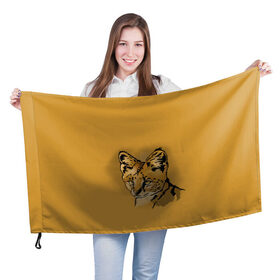 Флаг 3D с принтом Сервал в Кировске, 100% полиэстер | плотность ткани — 95 г/м2, размер — 67 х 109 см. Принт наносится с одной стороны | африка | графика | дикий мир | животное | кошка | персонаж | природа | рисунок | хищник