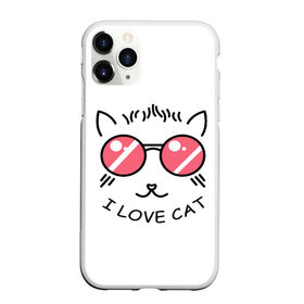 Чехол для iPhone 11 Pro матовый с принтом I Love cat (я люблю котов) в Кировске, Силикон |  | Тематика изображения на принте: 8 марта | cat | i love you | kiss | love | губы | девушке | день влюбленных | зубы | киса | кот | котик | коты | люблю котов | любовь | любтмой | марта | очки | поцелуй | розовые губы | розовый | страсть | течет