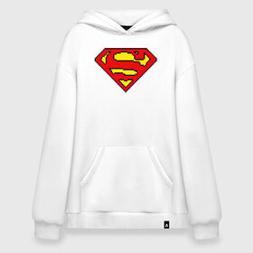 Худи SuperOversize хлопок с принтом Superman 8 bit в Кировске, 70% хлопок, 30% полиэстер, мягкий начес внутри | карман-кенгуру, эластичная резинка на манжетах и по нижней кромке, двухслойный капюшон
 | Тематика изображения на принте: justice league | superman | vdzabma | лига справедливости | супермен