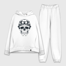 Женский костюм хлопок Oversize с принтом Skull pilot в Кировске,  |  | art | body | bones | dead | drawing | face | graffiti | head | roses | skeleton | skul | skull | ад | арт | голова | граффити | зло | кости | лицо | металл | нарисованный | розы | рок | скелет | скул | скулл | три черепа | тьма