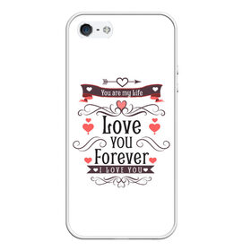 Чехол для iPhone 5/5S матовый с принтом Love you forever в Кировске, Силикон | Область печати: задняя сторона чехла, без боковых панелей | Тематика изображения на принте: 8 марта | best | cat | forever | i love you | kiss | love | my life | губы | девушке | день влюбленных | киса | кот | котик | коты | люблю котов | любовь | любтмой | мама | маме | марта | очки | подарок | поцелуй | розовые губы