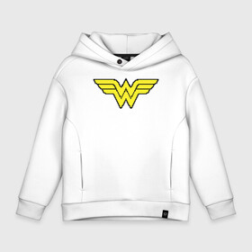 Детское худи Oversize хлопок с принтом Wonder Woman 8 bit в Кировске, френч-терри — 70% хлопок, 30% полиэстер. Мягкий теплый начес внутри —100% хлопок | боковые карманы, эластичные манжеты и нижняя кромка, капюшон на магнитной кнопке | Тематика изображения на принте: justice league | vdzabma | wonder woman | лига справедливости | чудо женщина