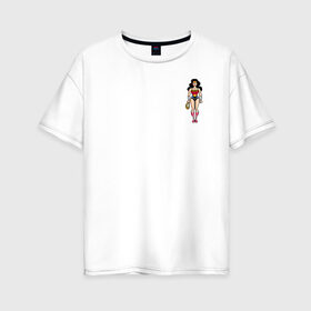Женская футболка хлопок Oversize с принтом Wonder Woman 8 bit в Кировске, 100% хлопок | свободный крой, круглый ворот, спущенный рукав, длина до линии бедер
 | justice league | vdzabma | wonder woman | лига справедливости | чудо женщина