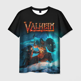 Мужская футболка 3D с принтом Valheim в Кировске, 100% полиэфир | прямой крой, круглый вырез горловины, длина до линии бедер | valheim | viking | валхейм | викинги | игры