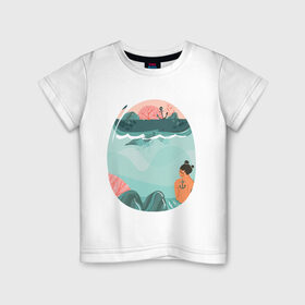 Детская футболка хлопок с принтом Подводный мир в Кировске, 100% хлопок | круглый вырез горловины, полуприлегающий силуэт, длина до линии бедер | арт | вода | мир | подводный | природа | рисунок | русалка | сказка