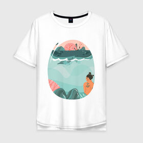 Мужская футболка хлопок Oversize с принтом Подводный мир в Кировске, 100% хлопок | свободный крой, круглый ворот, “спинка” длиннее передней части | арт | вода | мир | подводный | природа | рисунок | русалка | сказка