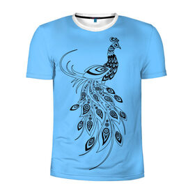 Мужская футболка 3D спортивная с принтом Павлин в Кировске, 100% полиэстер с улучшенными характеристиками | приталенный силуэт, круглая горловина, широкие плечи, сужается к линии бедра | дикая птица | красивая птица | павлин | птица | разноцветная птица