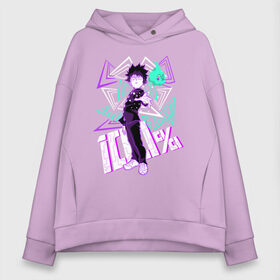 Женское худи Oversize хлопок с принтом Mob Psycho 100 в Кировске, френч-терри — 70% хлопок, 30% полиэстер. Мягкий теплый начес внутри —100% хлопок | боковые карманы, эластичные манжеты и нижняя кромка, капюшон на магнитной кнопке | ekubo | mob psycho | shigeo kageyama | моб психо | шигэо кагэяма | экубо