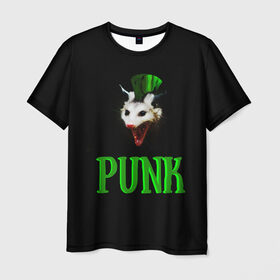 Мужская футболка 3D с принтом punky trashcat в Кировске, 100% полиэфир | прямой крой, круглый вырез горловины, длина до линии бедер | punk. | trashcat | животные | ирокез | опоссум | панк