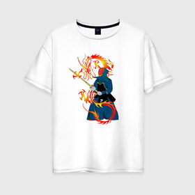 Женская футболка хлопок Oversize с принтом Война драконов в Кировске, 100% хлопок | свободный крой, круглый ворот, спущенный рукав, длина до линии бедер
 | битва | воин | война драконов | дракон | игра драконов | мужская битва | ниндзя | самурай | япония