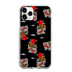 Чехол для iPhone 11 Pro матовый с принтом Японский стиль - тигры в Кировске, Силикон |  | арт | животные | облака | огонь | пламя | рисунок | стиль | тигр | японский