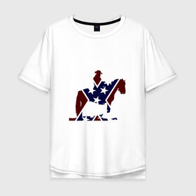 Мужская футболка хлопок Oversize с принтом Конфедерация Америки в Кировске, 100% хлопок | свободный крой, круглый ворот, “спинка” длиннее передней части | confederation | cowboy | wild west | дикий запад | ковбой | конфедерация