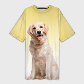 Платье-футболка 3D с принтом Лабрадор ретривер пес в Кировске,  |  | домашние любимцы | друг | животные | золотистый ретривер | лабрадор | пес | питомец | породистый | собака