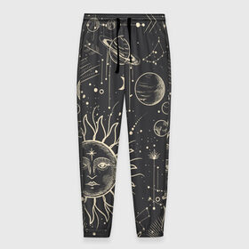 Мужские брюки 3D с принтом звездное небо в Кировске, 100% полиэстер | манжеты по низу, эластичный пояс регулируется шнурком, по бокам два кармана без застежек, внутренняя часть кармана из мелкой сетки | звездное небо | зодиаки | космос | луна | тату | тренд