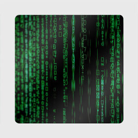 Магнит виниловый Квадрат с принтом Матрица букв и чисел в Кировске, полимерный материал с магнитным слоем | размер 9*9 см, закругленные углы | green | движение букв и цифр | киберпространство | матрица | много букв и чисел