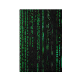 Обложка для паспорта матовая кожа с принтом Матрица букв и чисел в Кировске, натуральная матовая кожа | размер 19,3 х 13,7 см; прозрачные пластиковые крепления | green | движение букв и цифр | киберпространство | матрица | много букв и чисел
