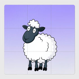 Магнитный плакат 3Х3 с принтом Нарисованный милый барашек в Кировске, Полимерный материал с магнитным слоем | 9 деталей размером 9*9 см | Тематика изображения на принте: барашек | вектор | градиент | детский | коза | кудри | милый | минимализм | нарисованный | овечка | овца | рисунок | шерсть