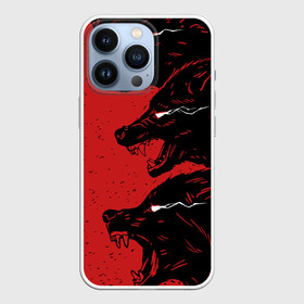 Чехол для iPhone 13 Pro с принтом Evil Wolves в Кировске,  |  | Тематика изображения на принте: animal | beast | dark | darkness | evil | moon | nigth | werwolf | wild | wolf | вервольф | вой | волк | волчара | дикий | животное | зверь | клык | клыки | луна | ночь | оборотень | полнолуние