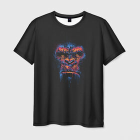 Мужская футболка 3D с принтом Colorful Gorilla в Кировске, 100% полиэфир | прямой крой, круглый вырез горловины, длина до линии бедер | animal | beast | color | colorful | gorilla | ink | monkey | paints | горилла | животное | зверь | краски | обезьяна | чернила