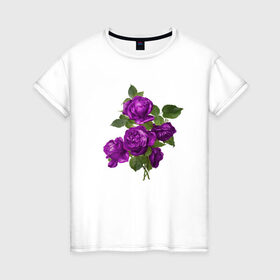 Женская футболка хлопок с принтом Букеты в Кировске, 100% хлопок | прямой крой, круглый вырез горловины, длина до линии бедер, слегка спущенное плечо | букетик | любовь | фиолетовый | цветы | яркое