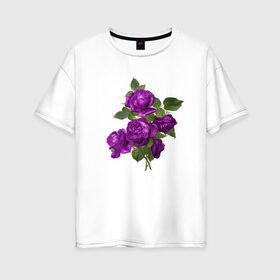 Женская футболка хлопок Oversize с принтом Букеты в Кировске, 100% хлопок | свободный крой, круглый ворот, спущенный рукав, длина до линии бедер
 | букетик | любовь | фиолетовый | цветы | яркое