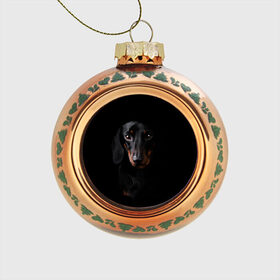 Стеклянный ёлочный шар с принтом ТАКСА в Кировске, Стекло | Диаметр: 80 мм | animal | black | dog | photo | глаза | домашние | животные | звери | пес | собакен | собаки | такса | черный
