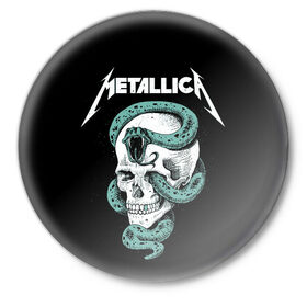 Значок с принтом Metallica в Кировске,  металл | круглая форма, металлическая застежка в виде булавки | heavy metal | metal | metallica | группы | метал | металлика | музыка | рок | трэш метал | хєви метал