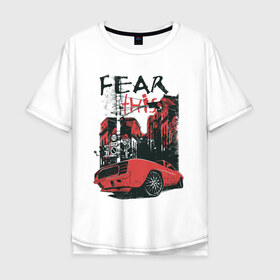 Мужская футболка хлопок Oversize с принтом Город автомобилей в Кировске, 100% хлопок | свободный крой, круглый ворот, “спинка” длиннее передней части | автомобиль | автомобильный дизайн | бояться этого | городское пространство | декоративные узоры | красный