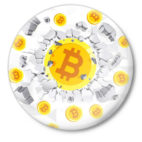 Значок с принтом БИТКОИН | BITCOIN в Кировске,  металл | круглая форма, металлическая застежка в виде булавки | Тематика изображения на принте: bitcoin | blockchain | btc | cardano | crypto | ethereum | polkadot | tether | xrp | бинанс | биткоин | блокчейн | валюта | деньги | криптовалюта | майнер | майнинг | цифровая валюта | цифровое золото | эфир