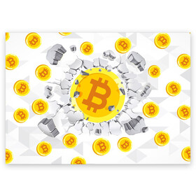 Поздравительная открытка с принтом БИТКОИН | BITCOIN в Кировске, 100% бумага | плотность бумаги 280 г/м2, матовая, на обратной стороне линовка и место для марки
 | Тематика изображения на принте: bitcoin | blockchain | btc | cardano | crypto | ethereum | polkadot | tether | xrp | бинанс | биткоин | блокчейн | валюта | деньги | криптовалюта | майнер | майнинг | цифровая валюта | цифровое золото | эфир