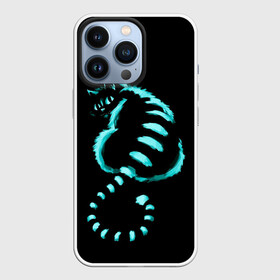 Чехол для iPhone 13 Pro с принтом ВОЛШЕБНЫЙ КОТ в Кировске,  |  | black | blue | cat | fairytale | neon | pussy | домашние | животные | звери | кот | котэ | кошка | неон | синий | сказка | черный | чешир