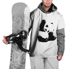 Накидка на куртку 3D с принтом Панда минимализм в Кировске, 100% полиэстер |  | animal | bear | beast | black | minimalism | panda | white | белое | животное | зверь | краски | медведь | минимализм | панда | чернила | черно белое | черное