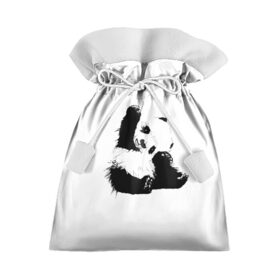 Подарочный 3D мешок с принтом Панда минимализм в Кировске, 100% полиэстер | Размер: 29*39 см | animal | bear | beast | black | minimalism | panda | white | белое | животное | зверь | краски | медведь | минимализм | панда | чернила | черно белое | черное