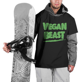 Накидка на куртку 3D с принтом Vegan Beast в Кировске, 100% полиэстер |  | animal | beast | herbivorous | mutant | vegan | vegetarian | веган | вегетарианец | животное | зверь | мутант