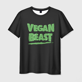 Мужская футболка 3D с принтом Vegan Beast в Кировске, 100% полиэфир | прямой крой, круглый вырез горловины, длина до линии бедер | Тематика изображения на принте: animal | beast | herbivorous | mutant | vegan | vegetarian | веган | вегетарианец | животное | зверь | мутант