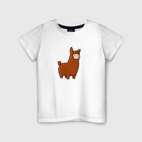 Детская футболка хлопок с принтом Лама в Кировске, 100% хлопок | круглый вырез горловины, полуприлегающий силуэт, длина до линии бедер | животное | лама | милая лама | пушистик | рисунок