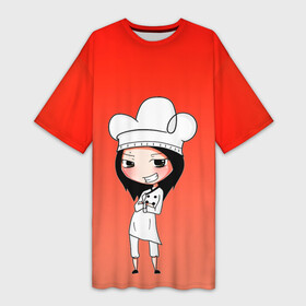 Платье-футболка 3D с принтом Повар девушка манга в Кировске,  |  | аниме | арт | готовка | градиент | девочка | девушка | детский | еда | кавай | манга | мило | мультяшный | персонаж | повар | рисунок | чиби