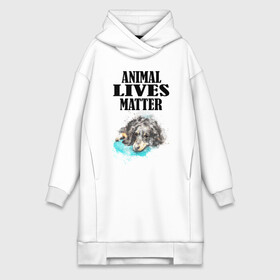 Платье-худи хлопок с принтом Animal lives matter в Кировске,  |  | animal | animal lives matter | dog | животные | жизнь | жизнь животных имеет значение | пес