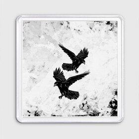 Магнит 55*55 с принтом Gothic crows в Кировске, Пластик | Размер: 65*65 мм; Размер печати: 55*55 мм | animals | art | bird | black | crow | dark | halloween | wings | witch | арт | ворона | готика | готические | животные | крылья | нечисть | орел | перья | природа | птица | птица ворон | птичка | тьма | хеллоуин | хищник | черная птица