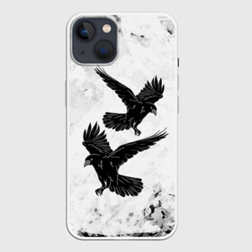 Чехол для iPhone 13 с принтом Gothic crows в Кировске,  |  | animals | art | bird | black | crow | dark | halloween | wings | witch | арт | ворона | готика | готические | животные | крылья | нечисть | орел | перья | природа | птица | птица ворон | птичка | тьма | хеллоуин | хищник | черная птица