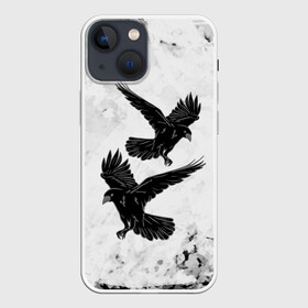 Чехол для iPhone 13 mini с принтом Gothic crows в Кировске,  |  | animals | art | bird | black | crow | dark | halloween | wings | witch | арт | ворона | готика | готические | животные | крылья | нечисть | орел | перья | природа | птица | птица ворон | птичка | тьма | хеллоуин | хищник | черная птица