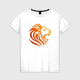 Женская футболка хлопок с принтом HEAD LION в Кировске, 100% хлопок | прямой крой, круглый вырез горловины, длина до линии бедер, слегка спущенное плечо | animal | beast | cat | cute | fluffy | hunter | lion | lion cub | lion king | mane | predator | red | tail | yellow | большая кошка | грива | животное | зверь | король лев | кот | лев | лёвушка | львенок | милый | муфаса | охотник | пушистый 