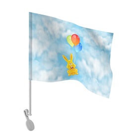 Флаг для автомобиля с принтом Харитон на воздушных шариках в Кировске, 100% полиэстер | Размер: 30*21 см | воздушные шары | детям | желейный заяц | зайчики | заяц | заяц харитон | звери | кролик | небо | харитошка