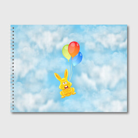 Альбом для рисования с принтом Харитон на воздушных шариках в Кировске, 100% бумага
 | матовая бумага, плотность 200 мг. | воздушные шары | детям | желейный заяц | зайчики | заяц | заяц харитон | звери | кролик | небо | харитошка